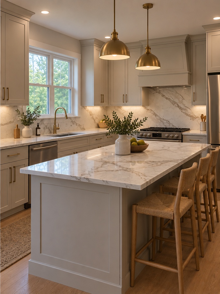 Kitchen with island remodel — after
